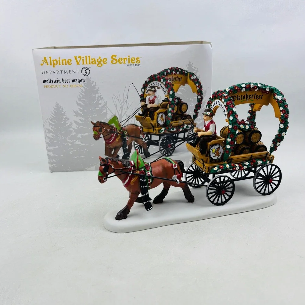 Dept 56 Alpine Village Wolfstein Beer Wagon Oktoberfest Horse Carriage 808756‎